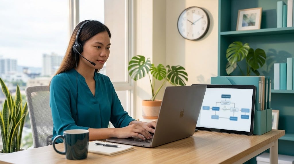 Healthcare administrator tracking how long prior authorization takes on a laptop